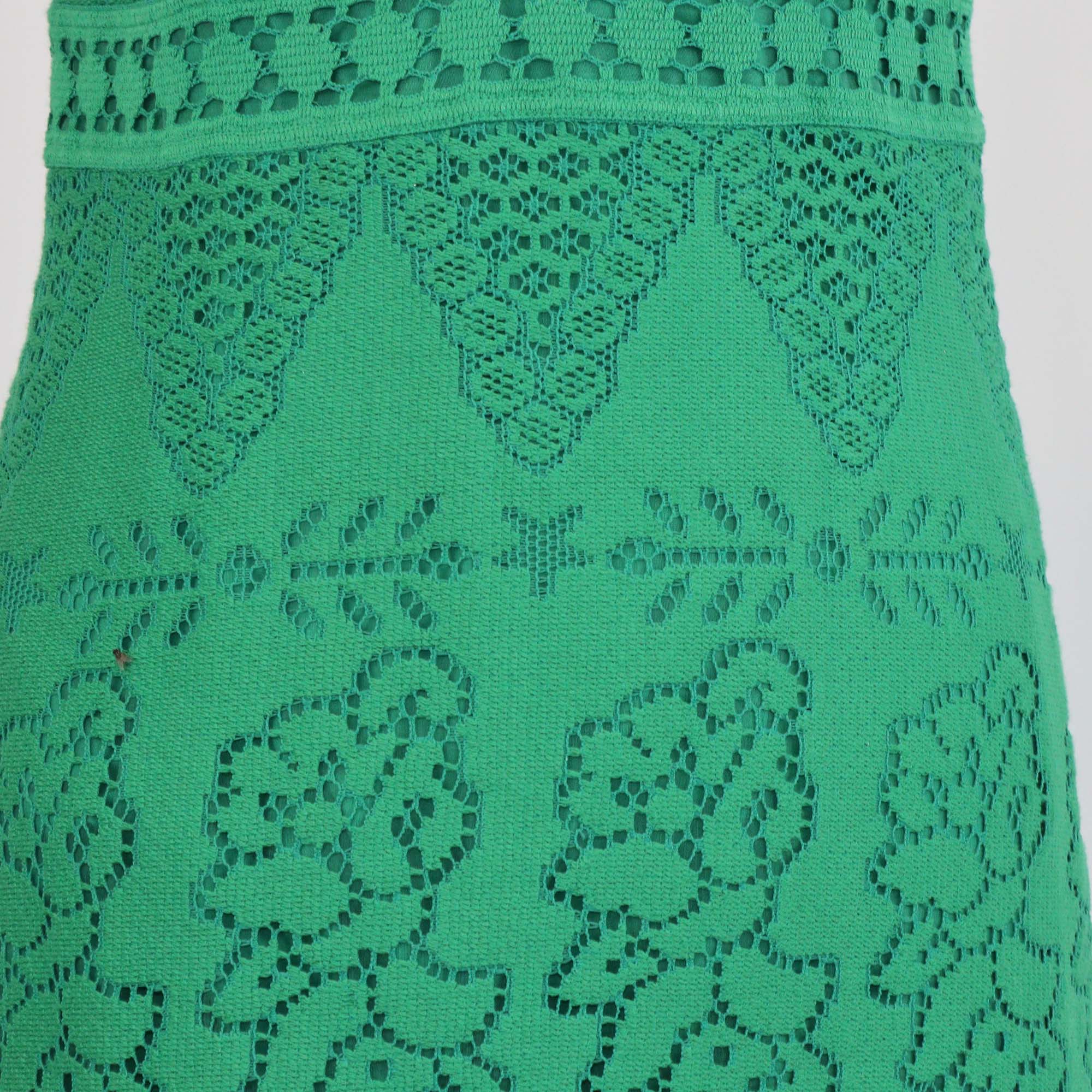 Valentino Green Cotton Lace Pattern Sleeveless Long Dress