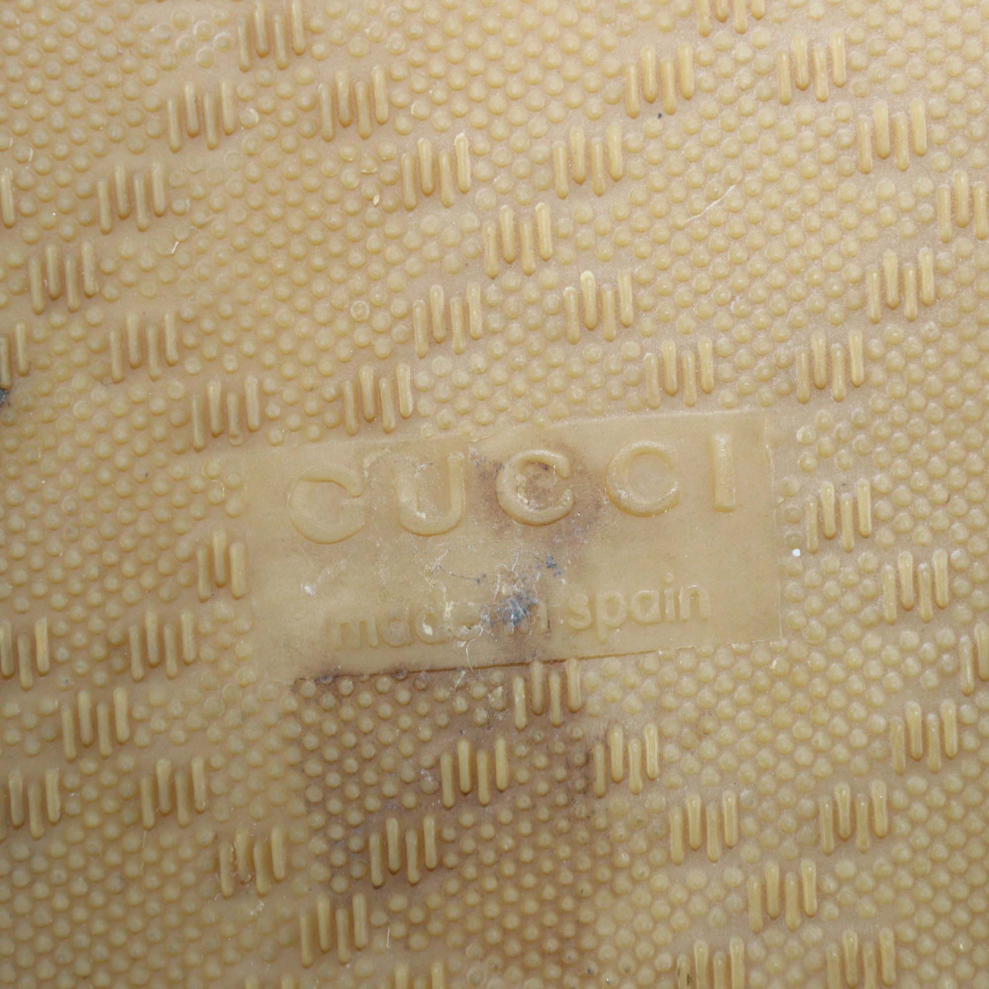 Gucci Black/Off White Canvas & Leather Interlocking G Espadrille Flats