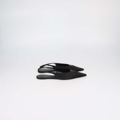 Saint Laurent Black Satin Babylone Slingback Flats
