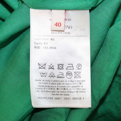 Valentino Green Cotton Lace Pattern Sleeveless Long Dress