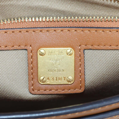 MCM Brown Embossed Leather Tracy Crossbody Bag