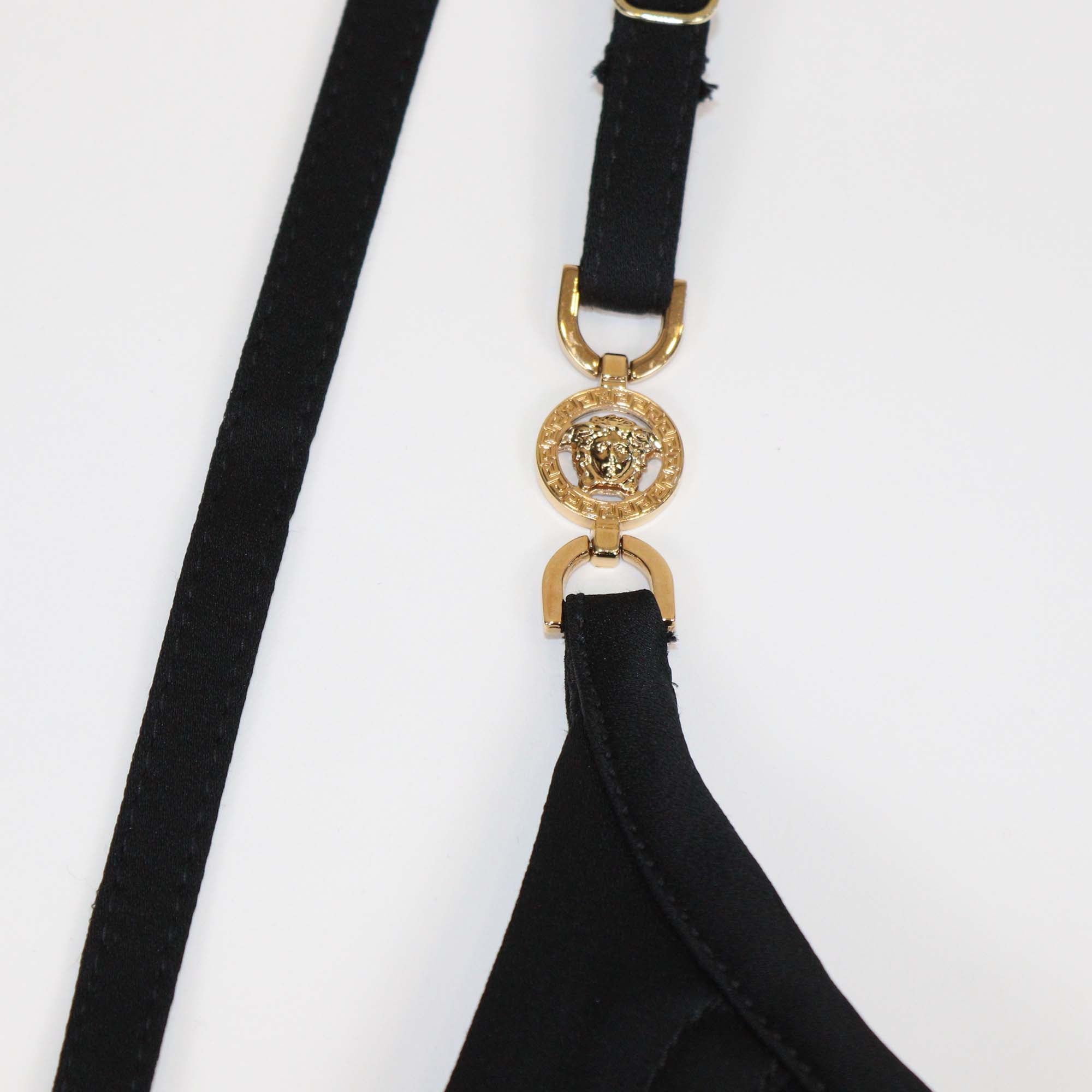 Versace Black Satin Medusa 95 Corset Top