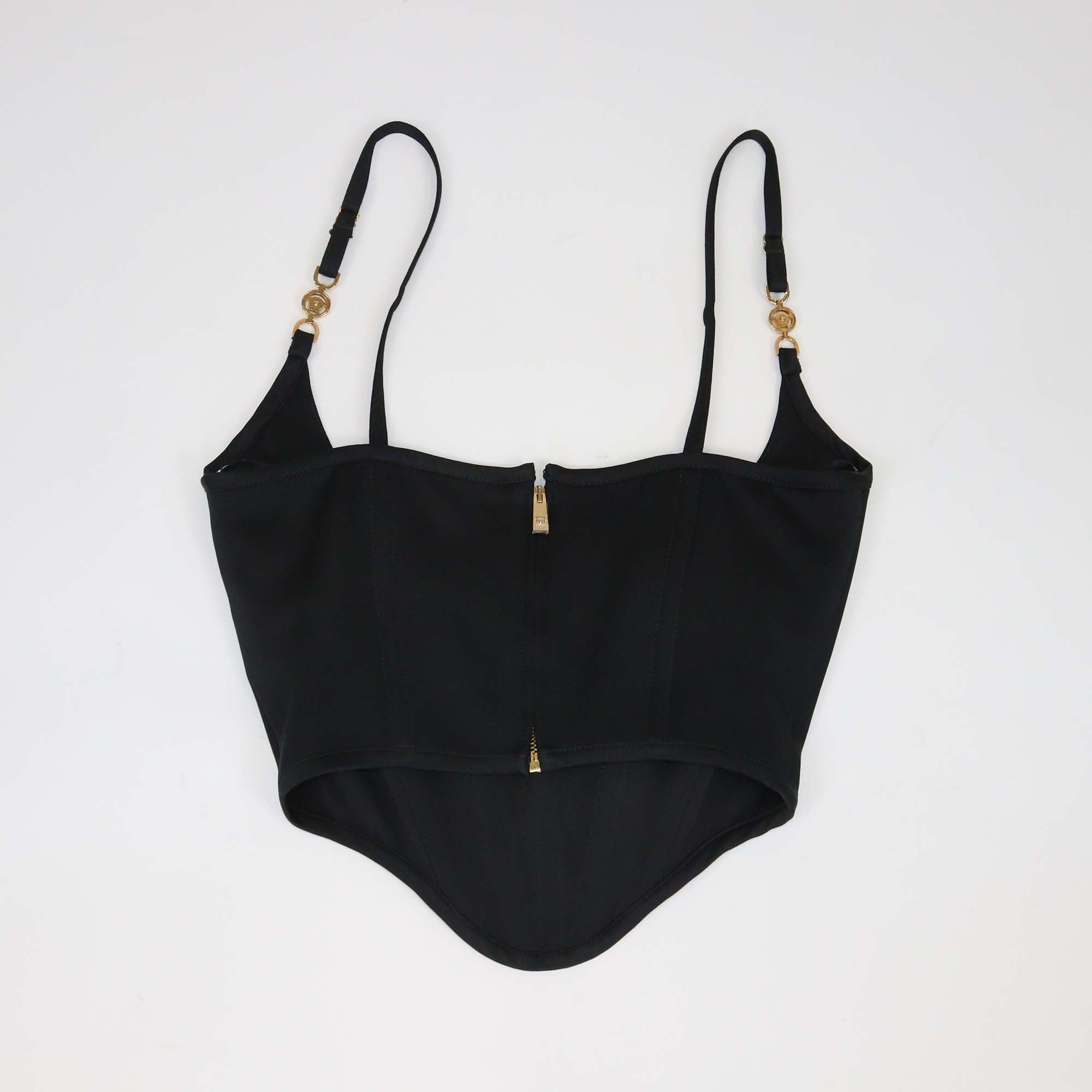 Versace Black Satin Medusa 95 Corset Top