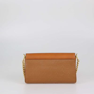 MCM Brown Embossed Leather Tracy Crossbody Bag