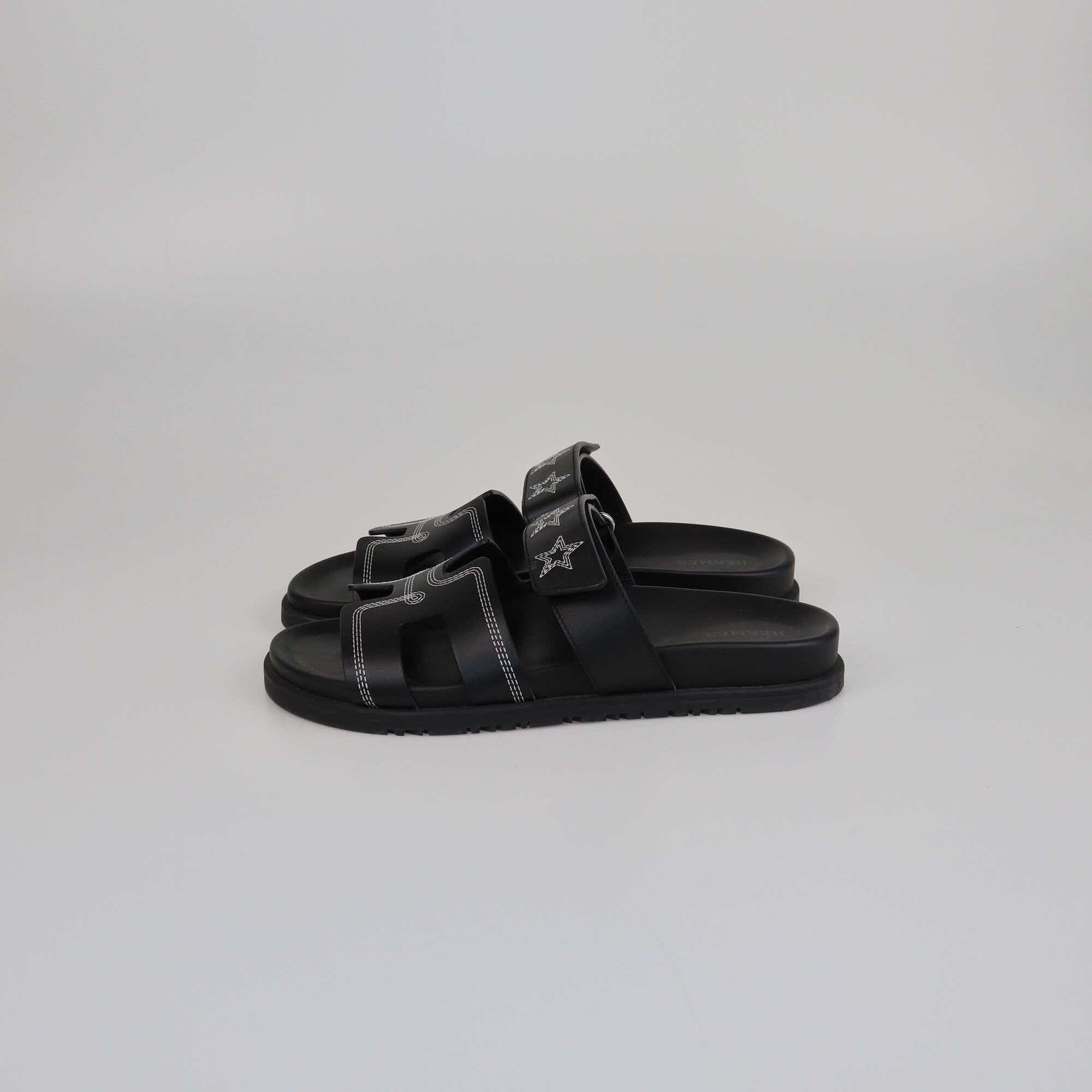 Hermes Noir Chypre Sandals Womens Hermes 