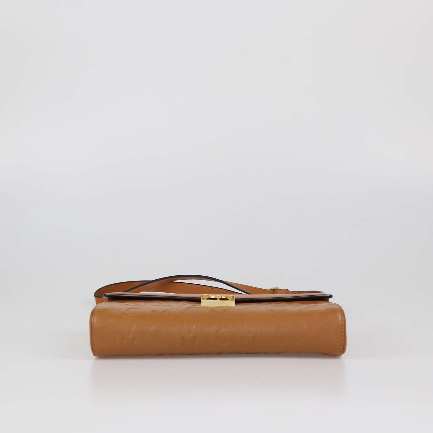 MCM Brown Embossed Leather Tracy Crossbody Bag
