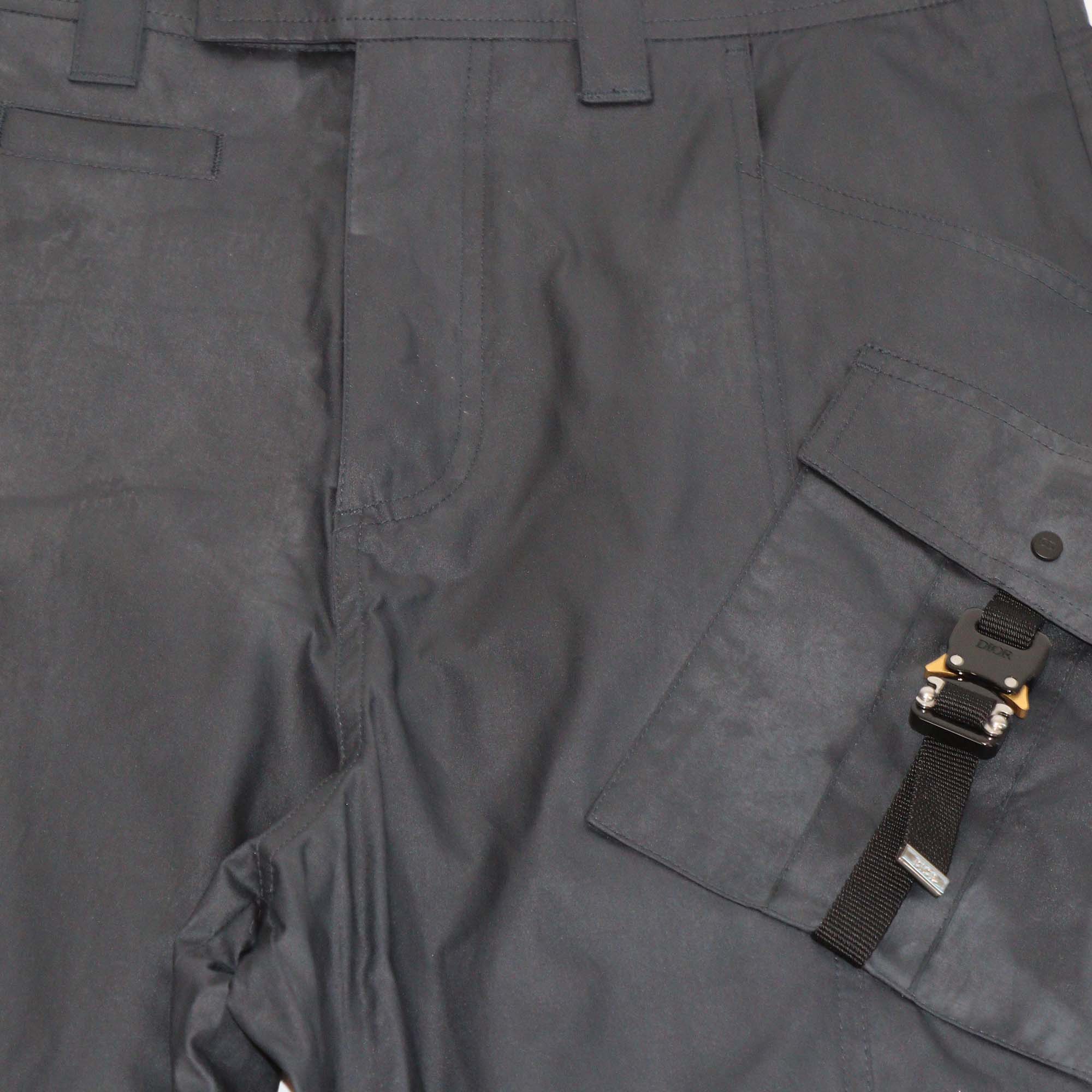 Dior Homme Dark Grey Technical Fabric Buckle Pocket Detail Cargo Pants