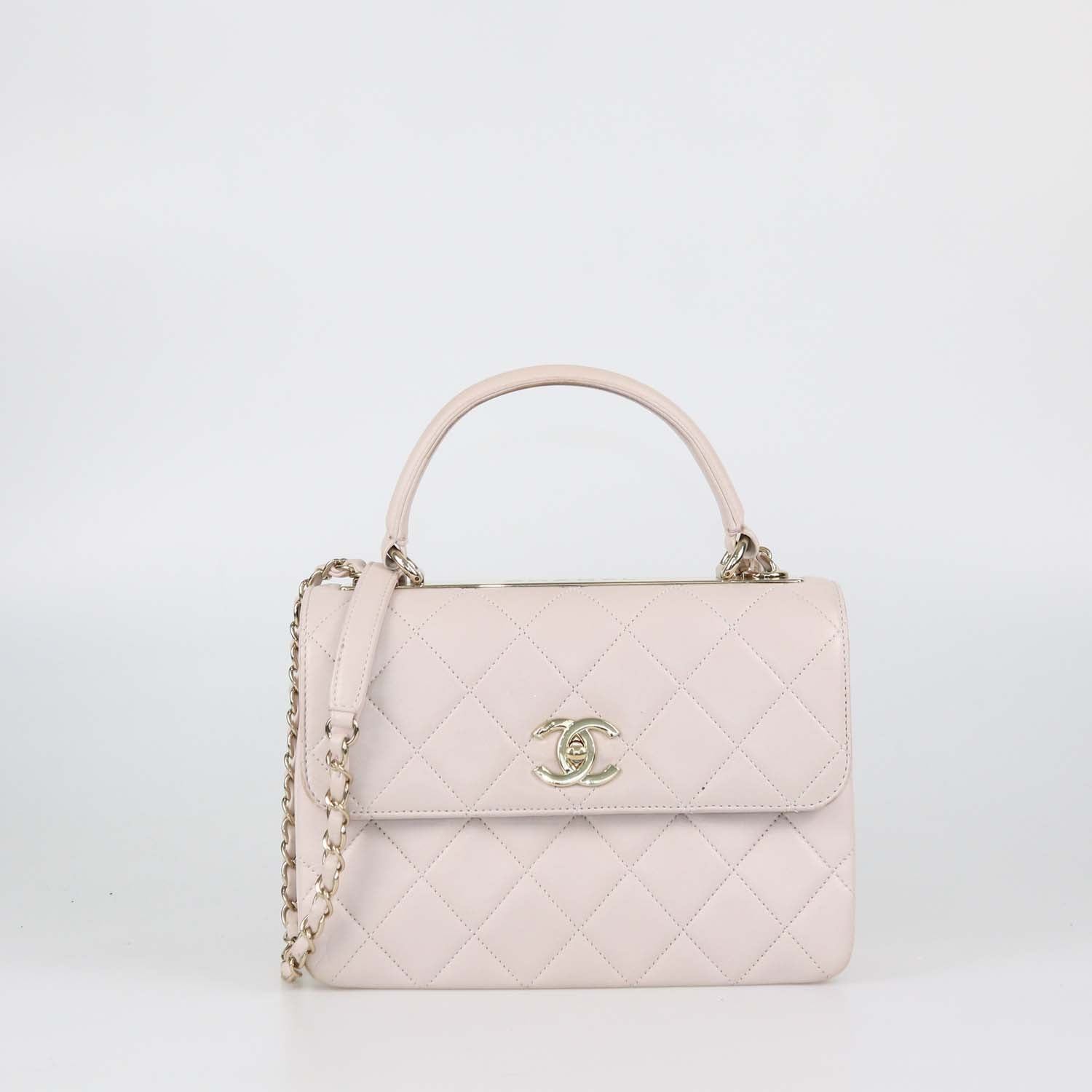 Chanel Light Beige Quilted Leather Small Trendy CC Top Handle Bag