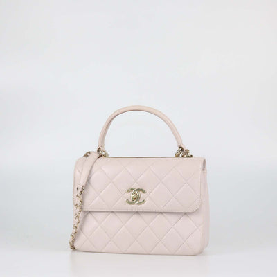 Chanel Light Beige Quilted Leather Small Trendy CC Top Handle Bag