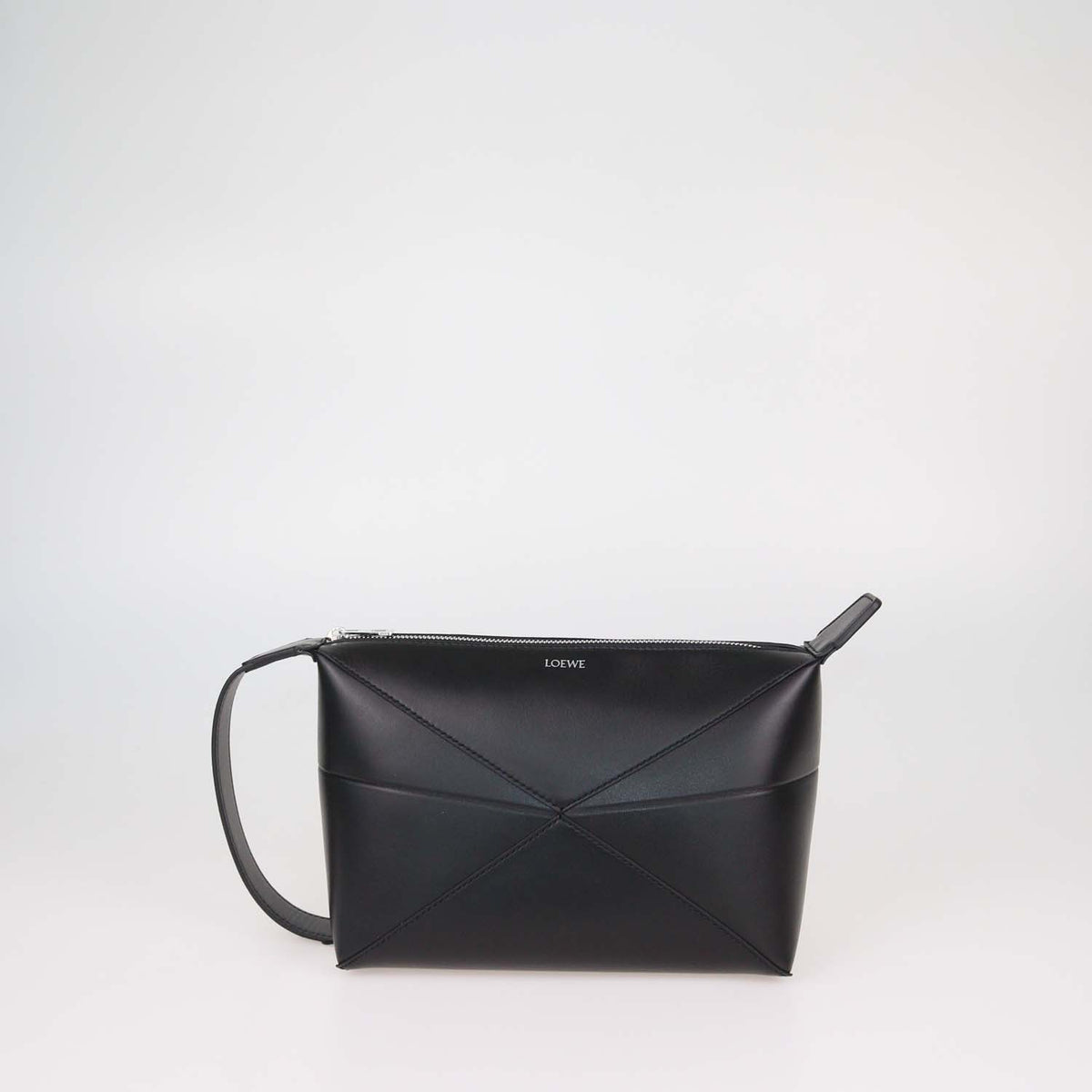 Loewe Black Leather Puzzle Fold Wash Bag