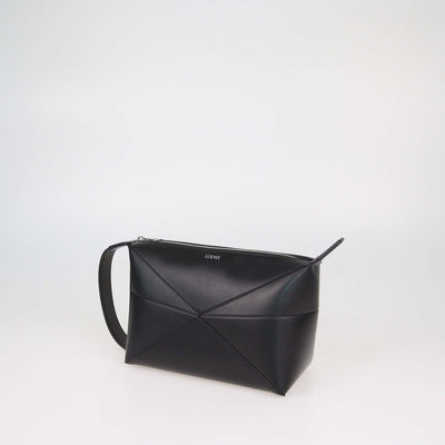 Loewe Black Leather Puzzle Fold Wash Bag