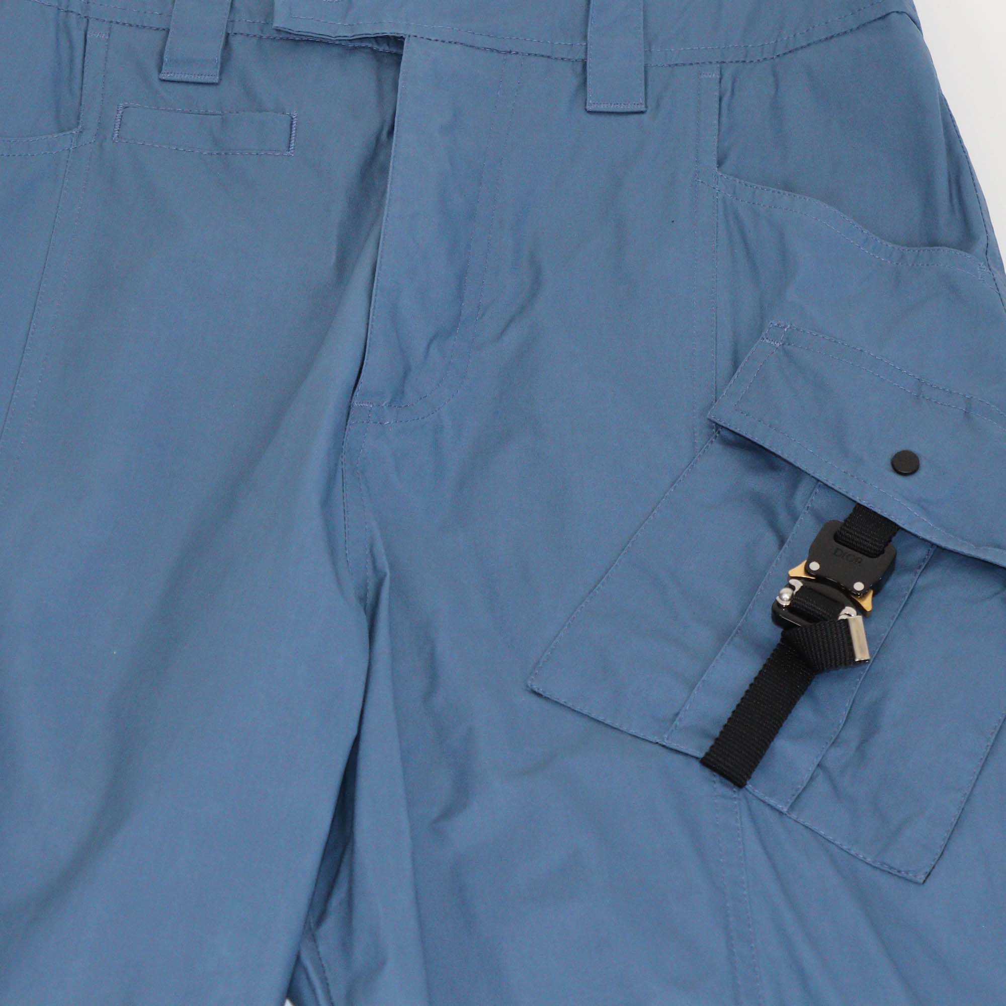 Dior Homme Blue Technical Fabric Buckle Pocket Detail Cargo Pants