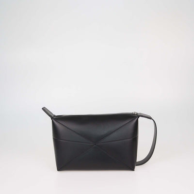 Loewe Black Leather Puzzle Fold Wash Bag