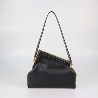 Fendi Black Leather Medium First Shoulder Bag