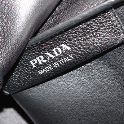 Prada Black Vitello Daino Leather Small Dynamique Tote