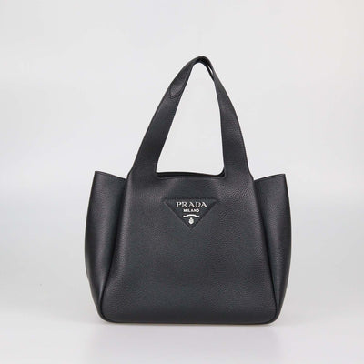 Prada Black Vitello Daino Leather Small Dynamique Tote