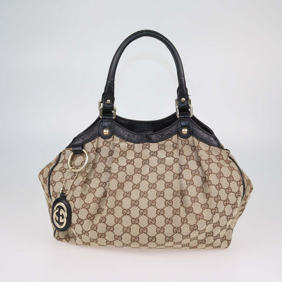 Gucci Beige,Black GG Canvas Medium Sukey Tote