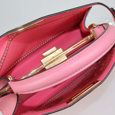 Fendi Pink Leather Laser Cut Lace Embroidered Medium Peekaboo IseeU Bag