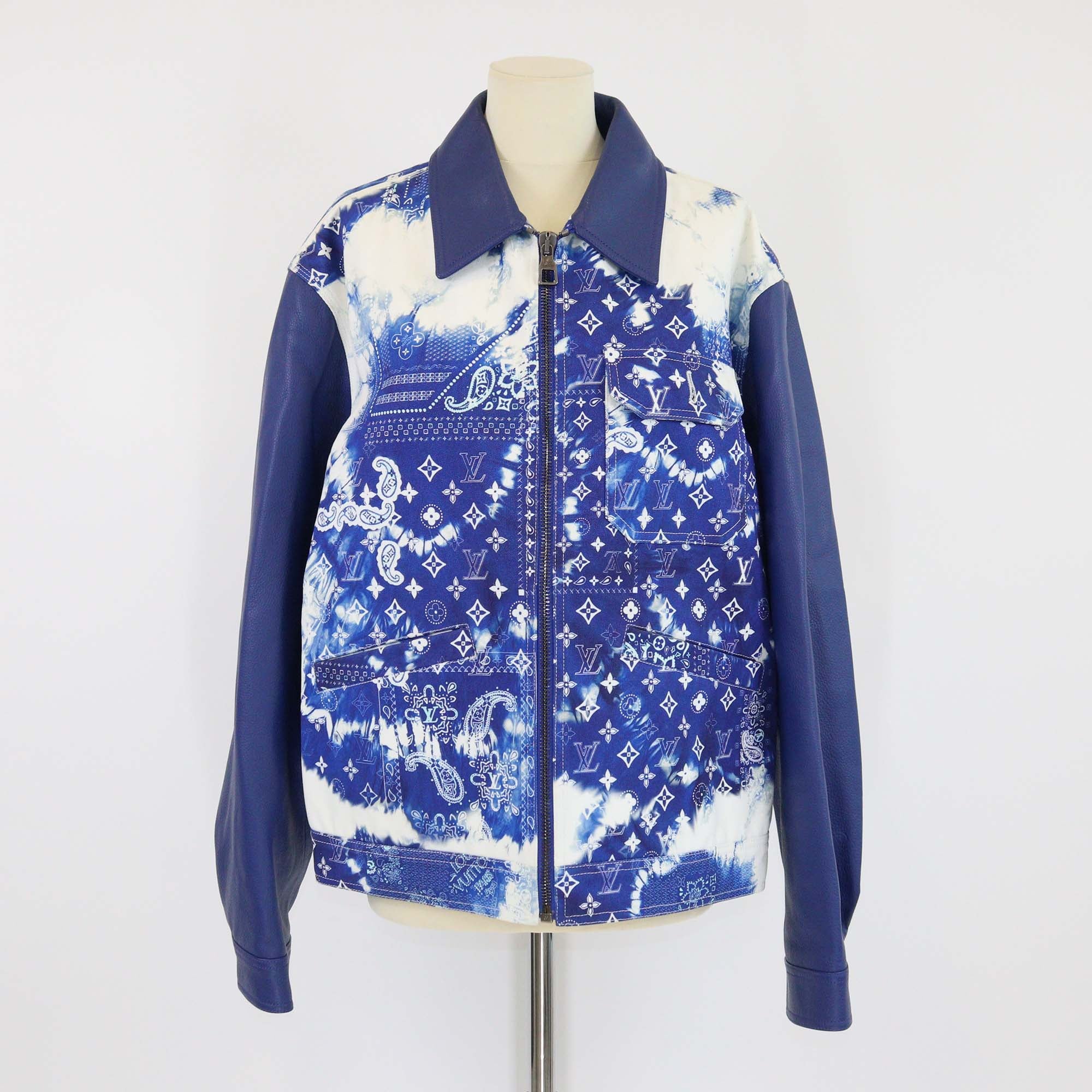 Louis Vuitton Blue Monogram Bandana Mixed Canvas and Leather Jacket