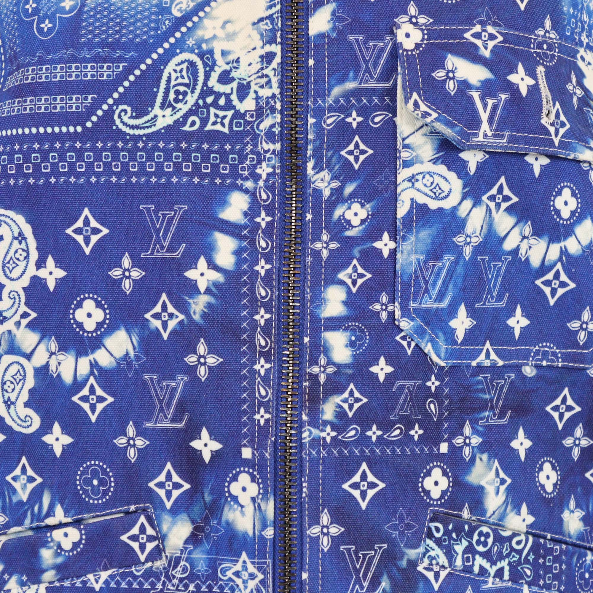 Louis Vuitton Blue Monogram Bandana Mixed Canvas and Leather Jacket