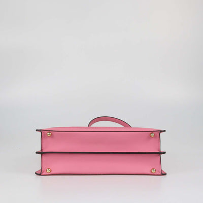 Fendi Pink Leather Laser Cut Lace Embroidered Medium Peekaboo IseeU Bag