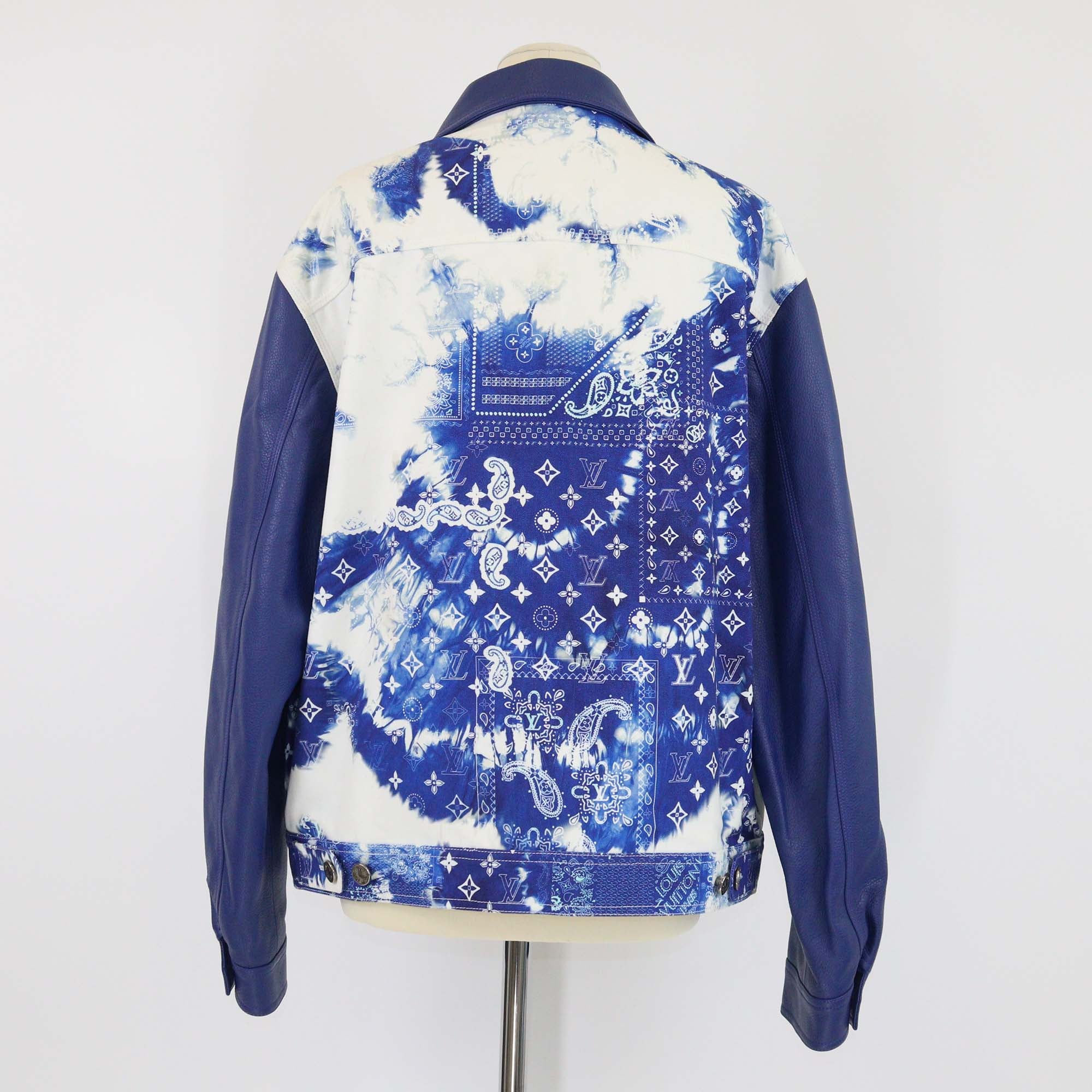 Louis Vuitton Blue Monogram Bandana Mixed Canvas and Leather Jacket