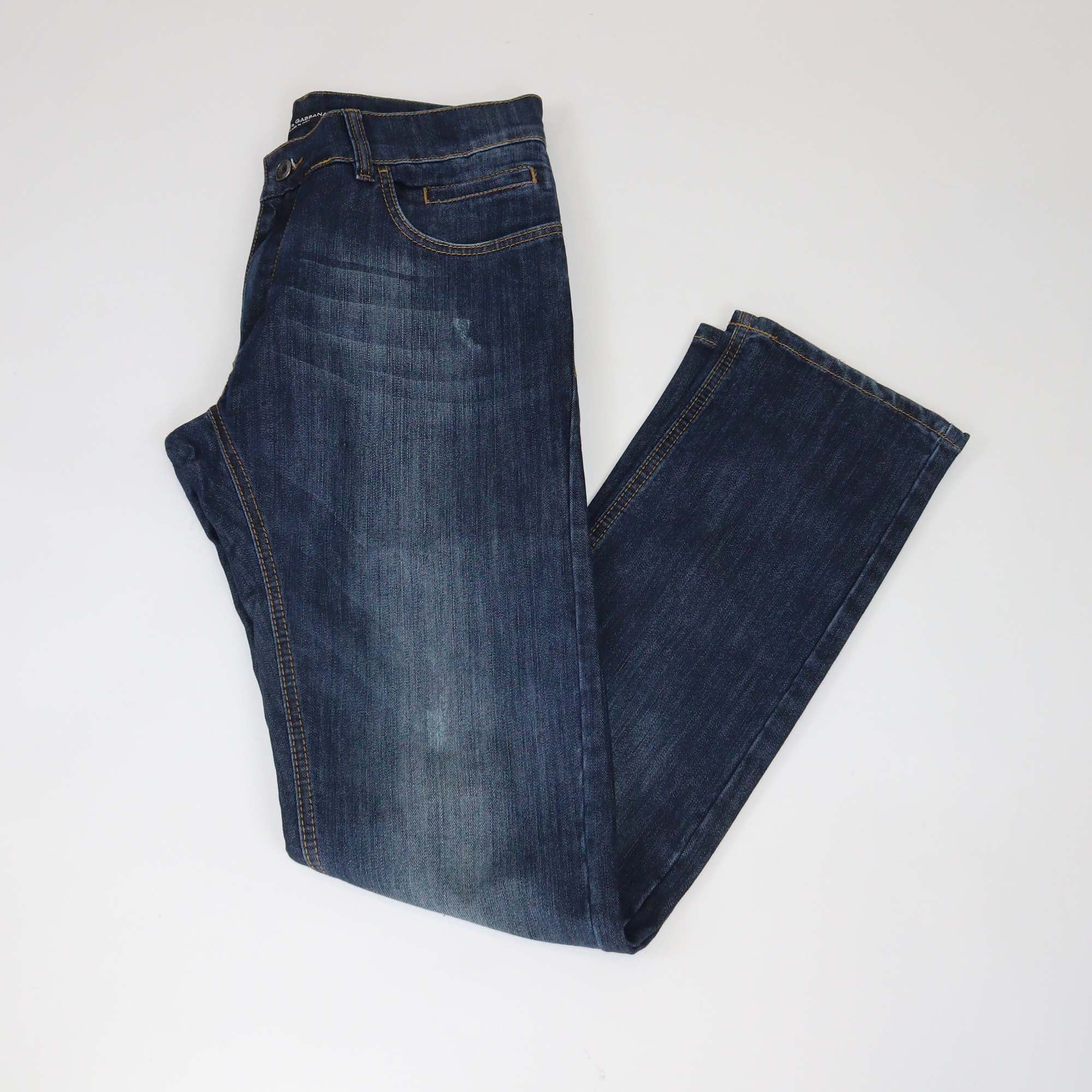 Dolce & Gabbana Wash Navy Blue Denim Straight Leg Pants