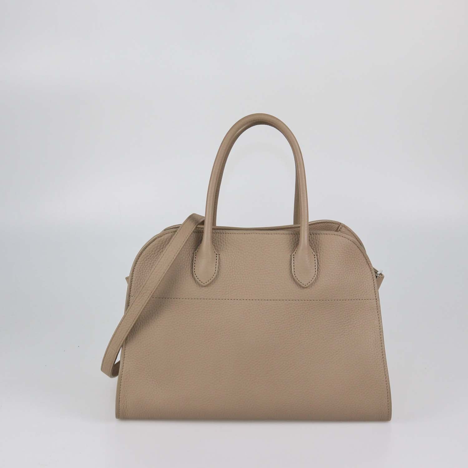 The Row Dark Taupe Leather Soft Margaux 12 Bag