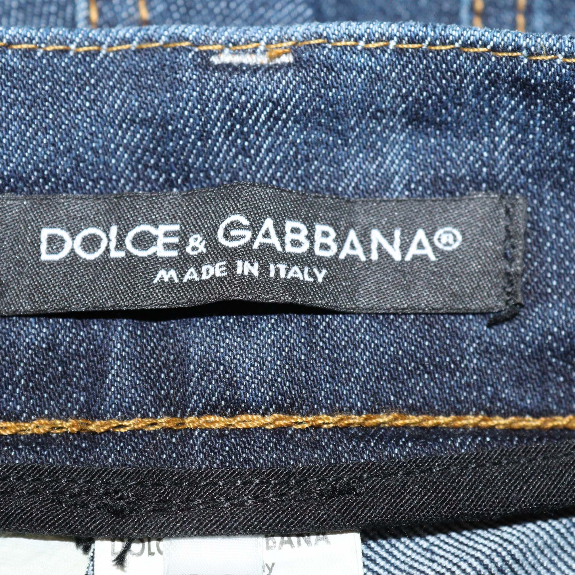 Dolce & Gabbana Wash Navy Blue Denim Straight Leg Pants