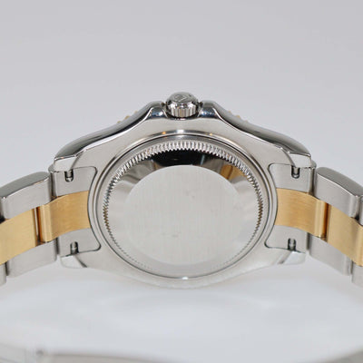 Rolex White Dial 18K Yellow Gold Oyster Steel Yacht-Master 168623-0016 Women's Wristwatch 35 mm Womens Rolex 