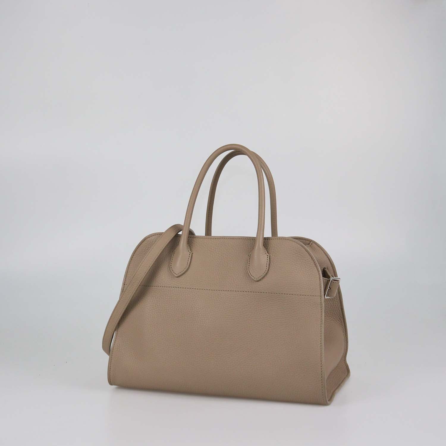 The Row Dark Taupe Leather Soft Margaux 12 Bag