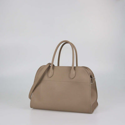 The Row Dark Taupe Leather Soft Margaux 12 Bag