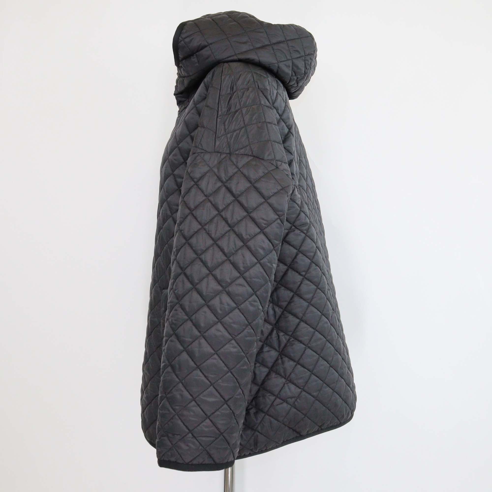 Max Mara Black Quilted Polyester The Cube Hooded Bomber Jacket