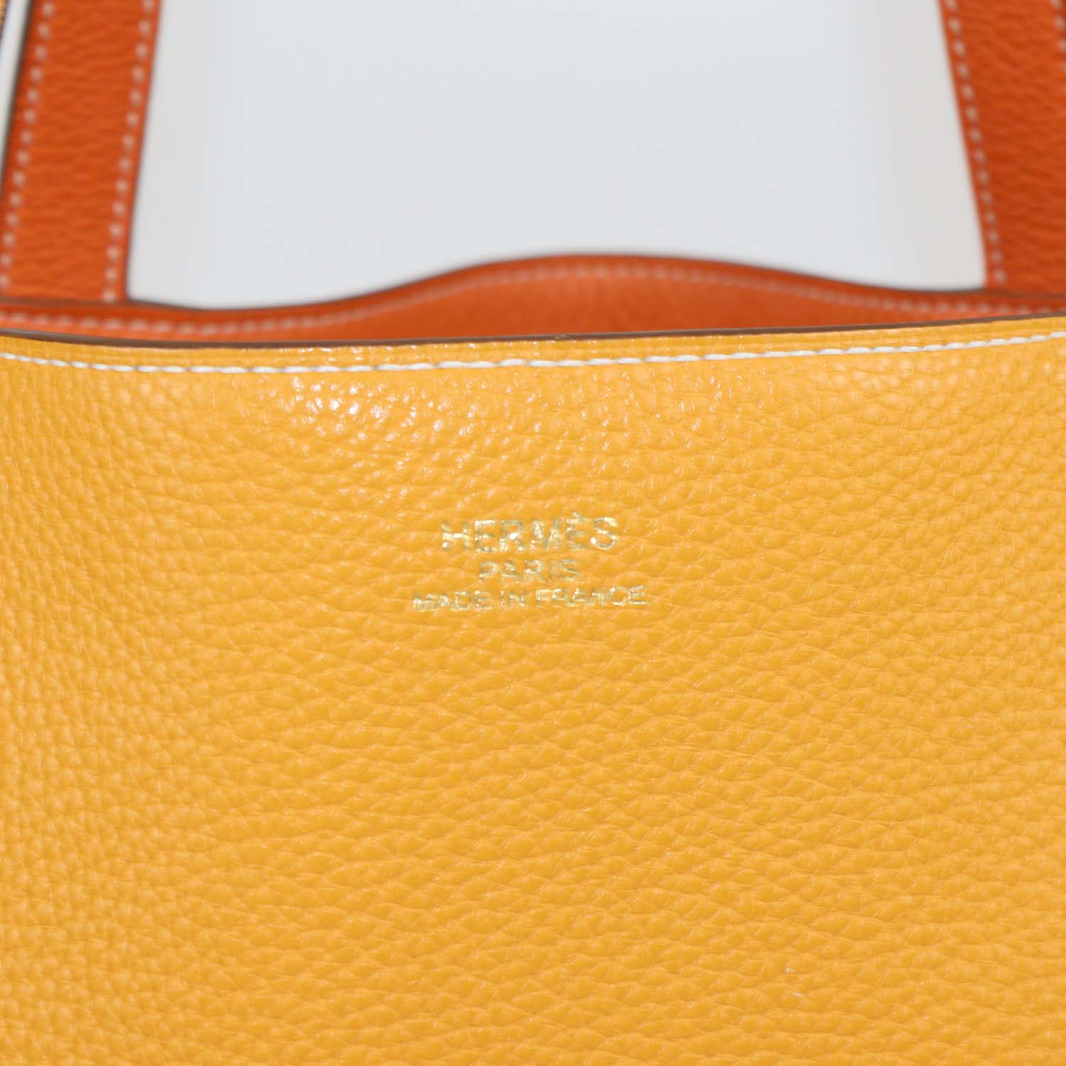 Hermes Orange Curry Clemence Leather Double Sens 36 Reversible Tote