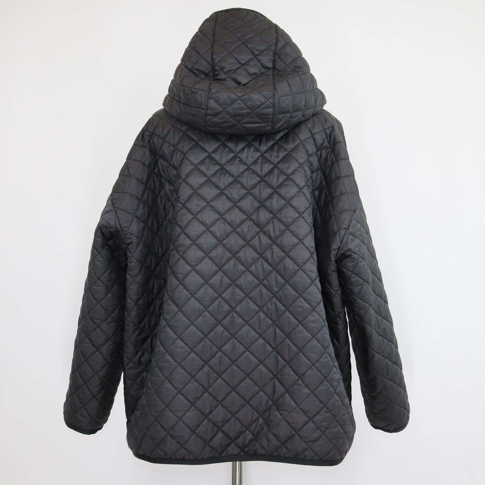 Max Mara Black Quilted Polyester The Cube Hooded Bomber Jacket
