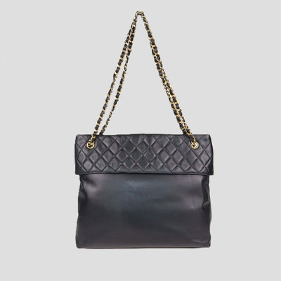 Chanel Black Quilted Leather Vintage Chain Tote
