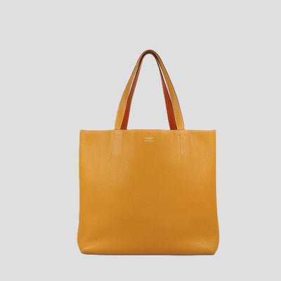 Hermes Orange Curry Clemence Leather Double Sens 36 Reversible Tote