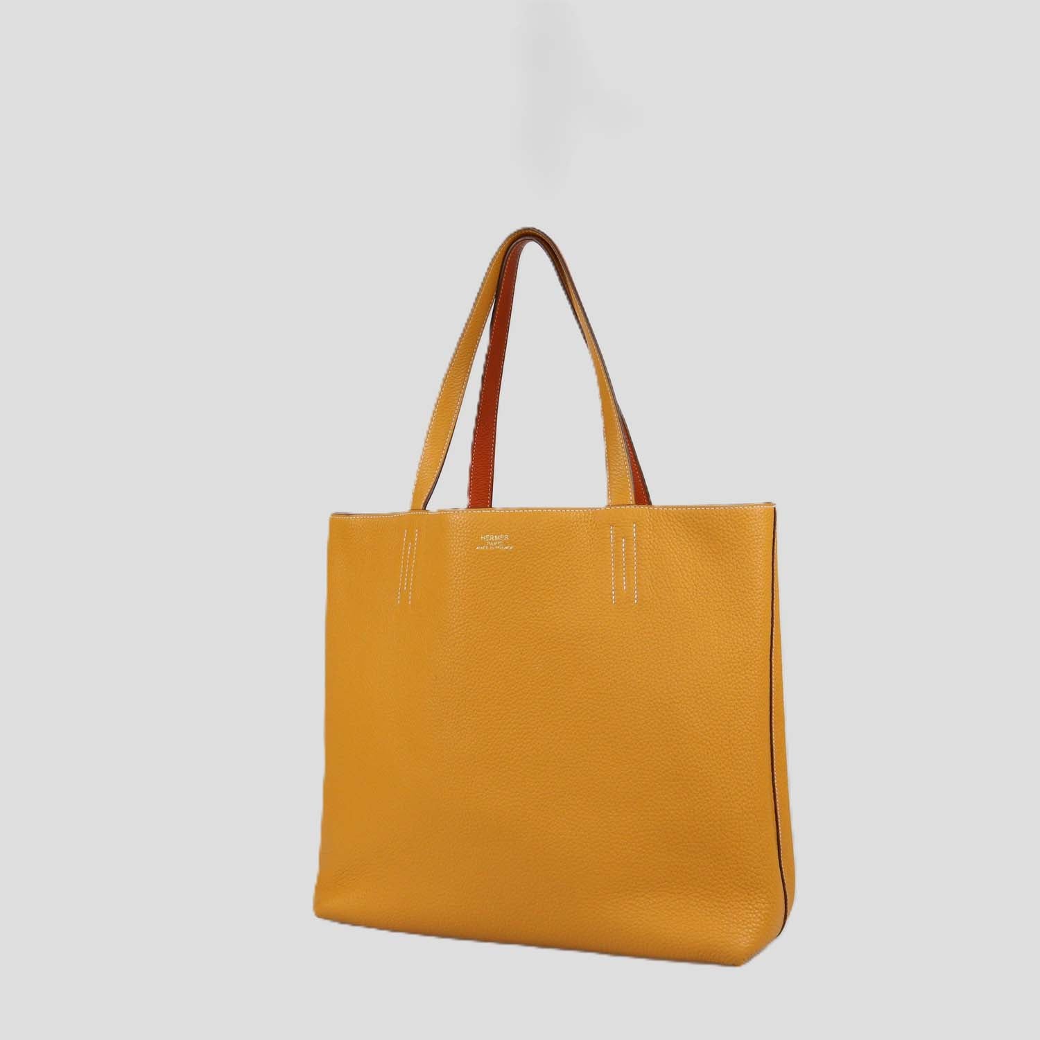 Hermes Orange Curry Clemence Leather Double Sens 36 Reversible Tote