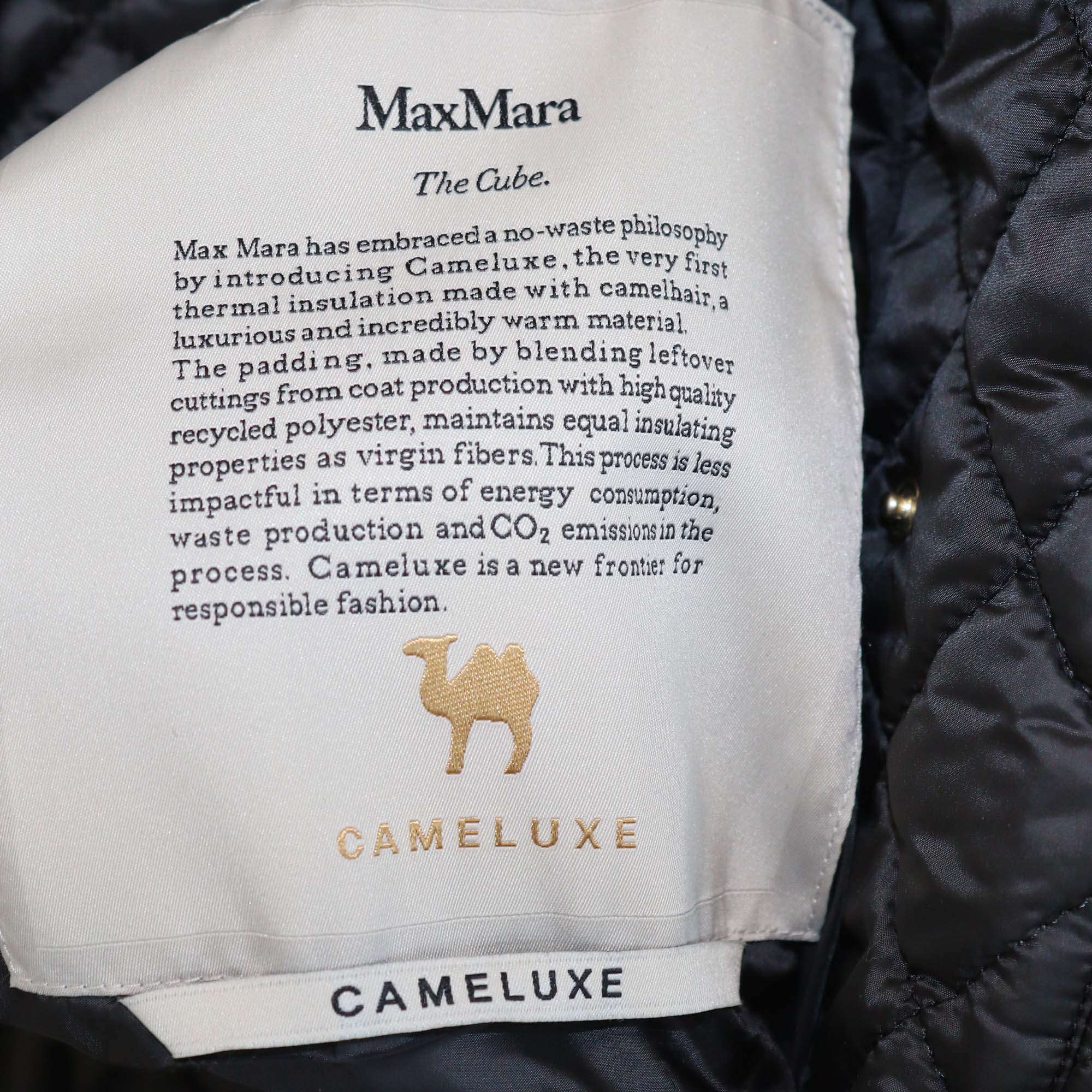 Max Mara Black Quilted Polyester The Cube Hooded Bomber Jacket