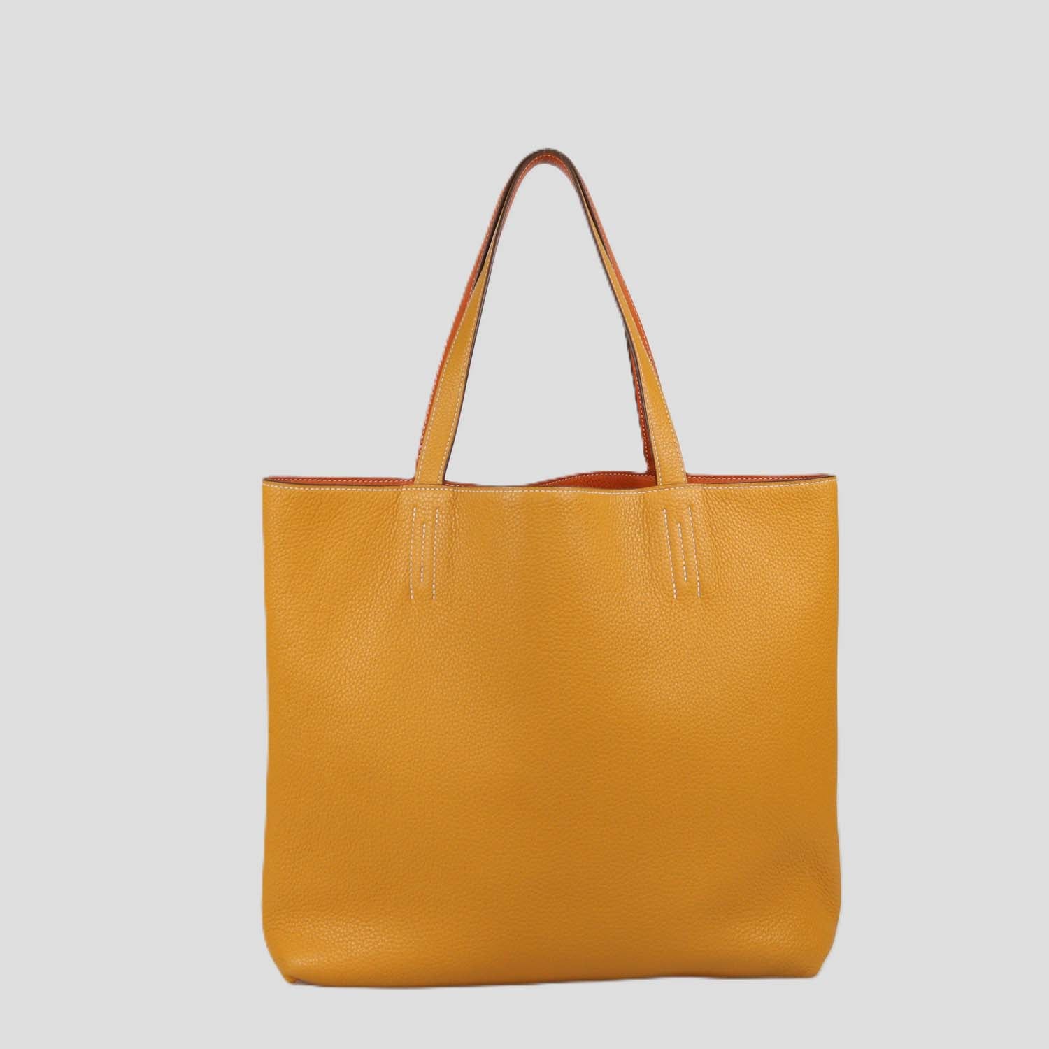 Hermes Orange Curry Clemence Leather Double Sens 36 Reversible Tote