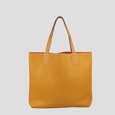 Hermes Orange Curry Clemence Leather Double Sens 36 Reversible Tote