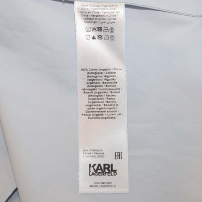 Karl Lagerfeld Light Blue Beaded Logo Poplin Long Shirt