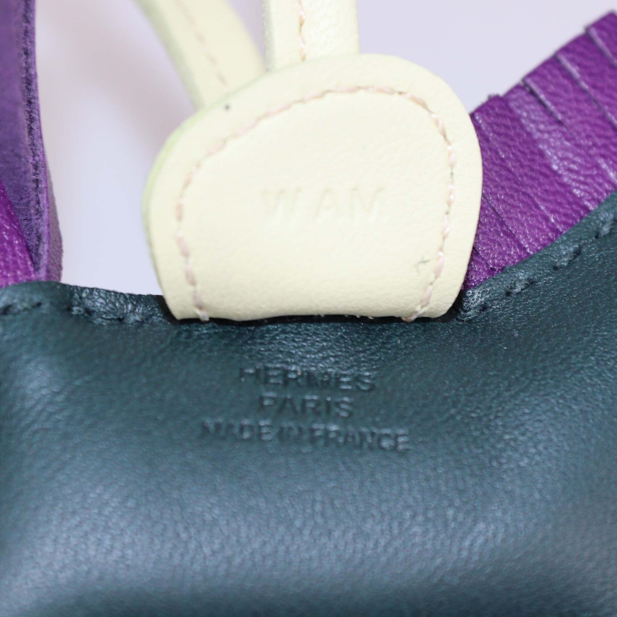 Hermes Vert Cypress, Violet & Agneau Milo Leather Charm PM Rodeo Pegasus Womens Hermes 