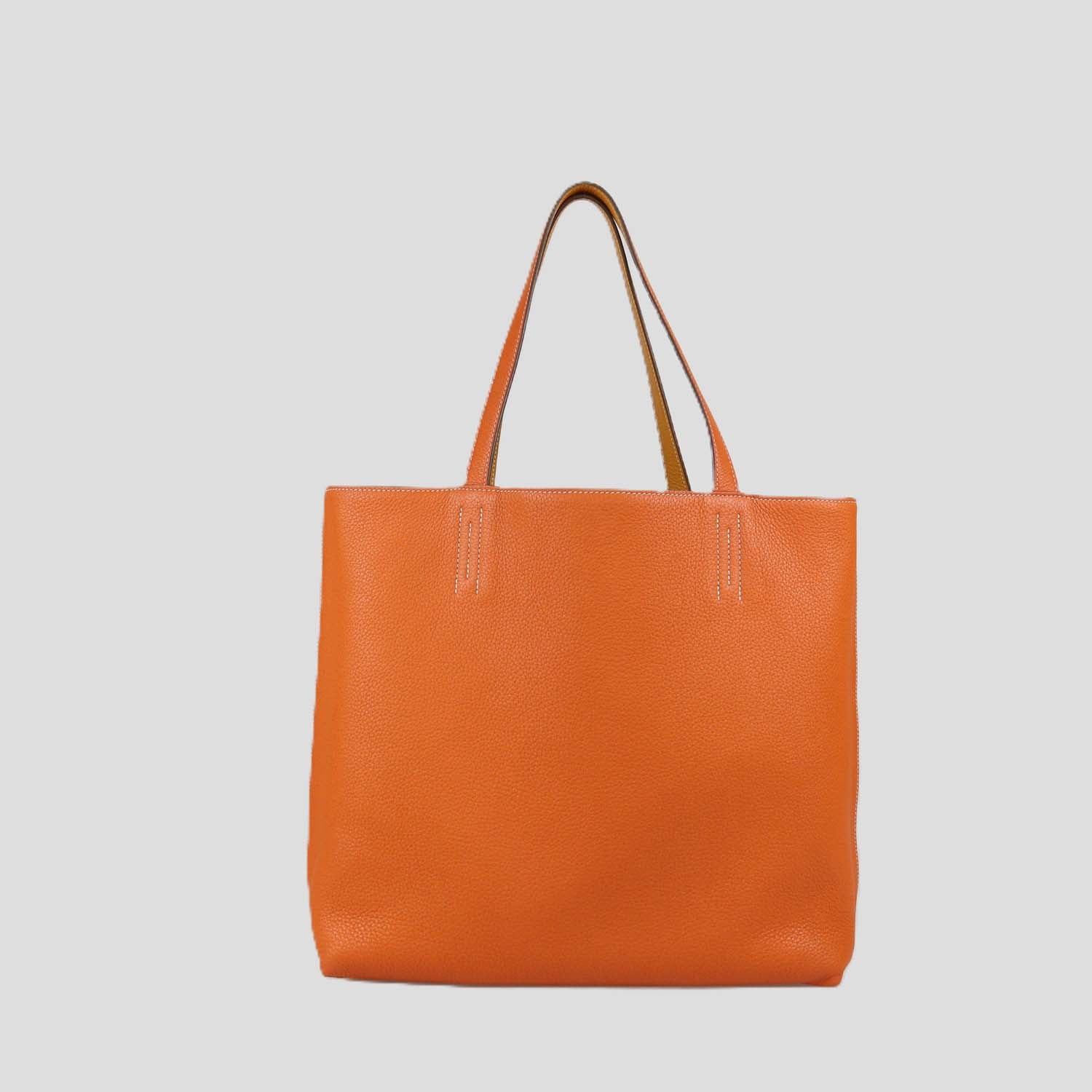Hermes Orange Curry Clemence Leather Double Sens 36 Reversible Tote