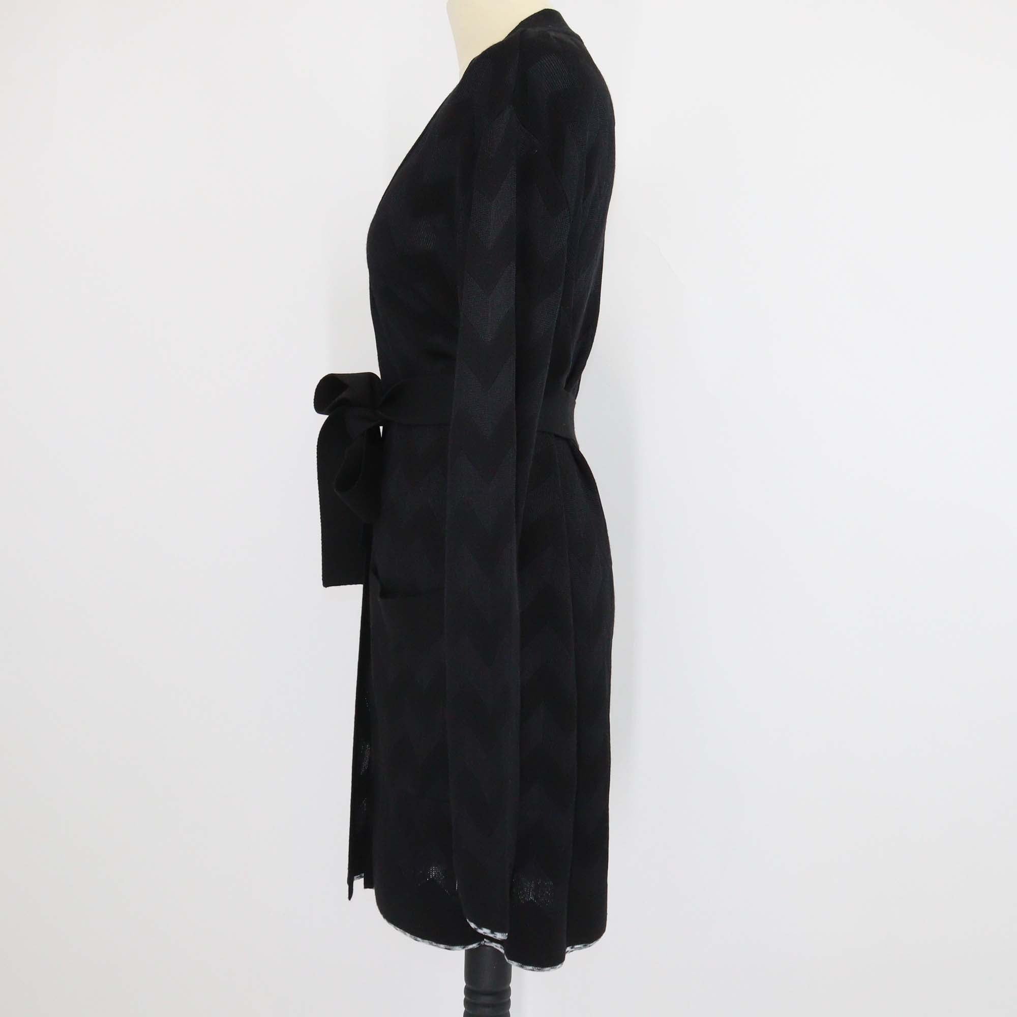 Missoni Black Chevron Cotton Blend Belted Cardigan