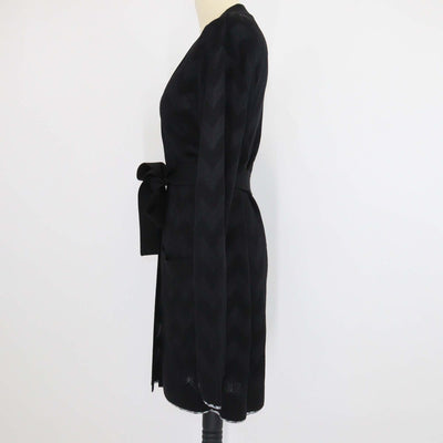 Missoni Black Chevron Cotton Blend Belted Cardigan