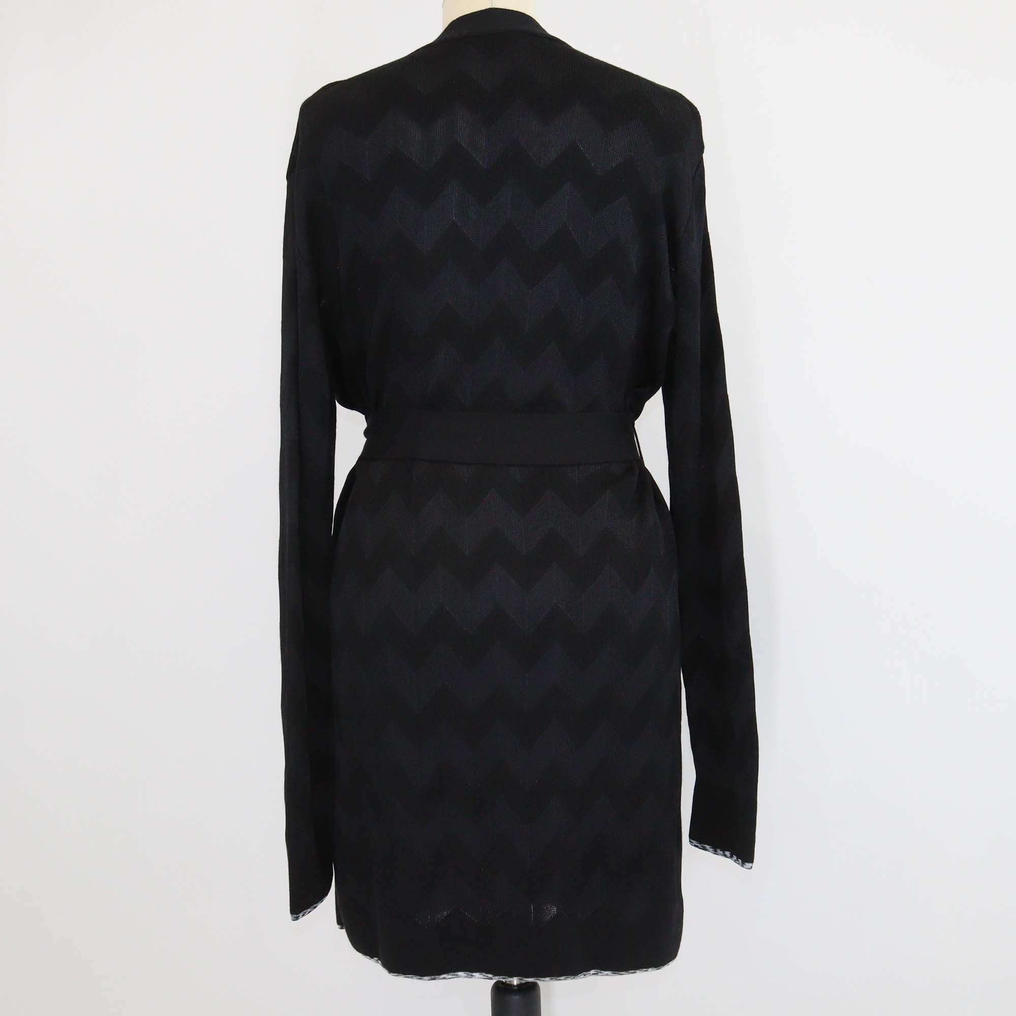 Missoni Black Chevron Cotton Blend Belted Cardigan