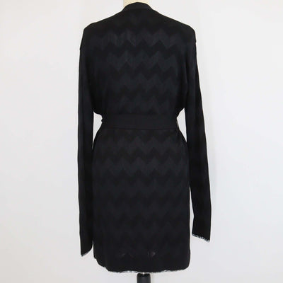 Missoni Black Chevron Cotton Blend Belted Cardigan