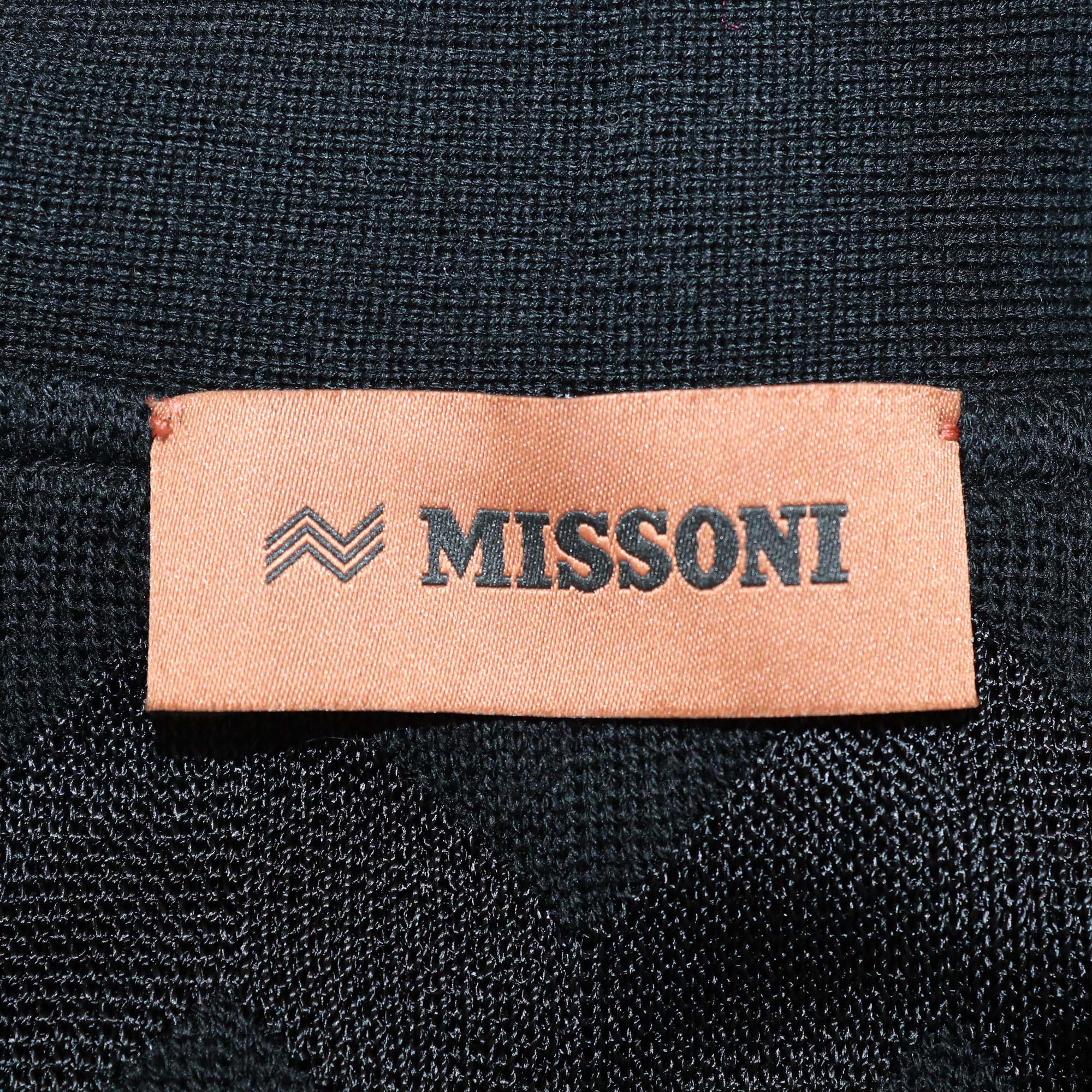 Missoni Black Chevron Cotton Blend Belted Cardigan