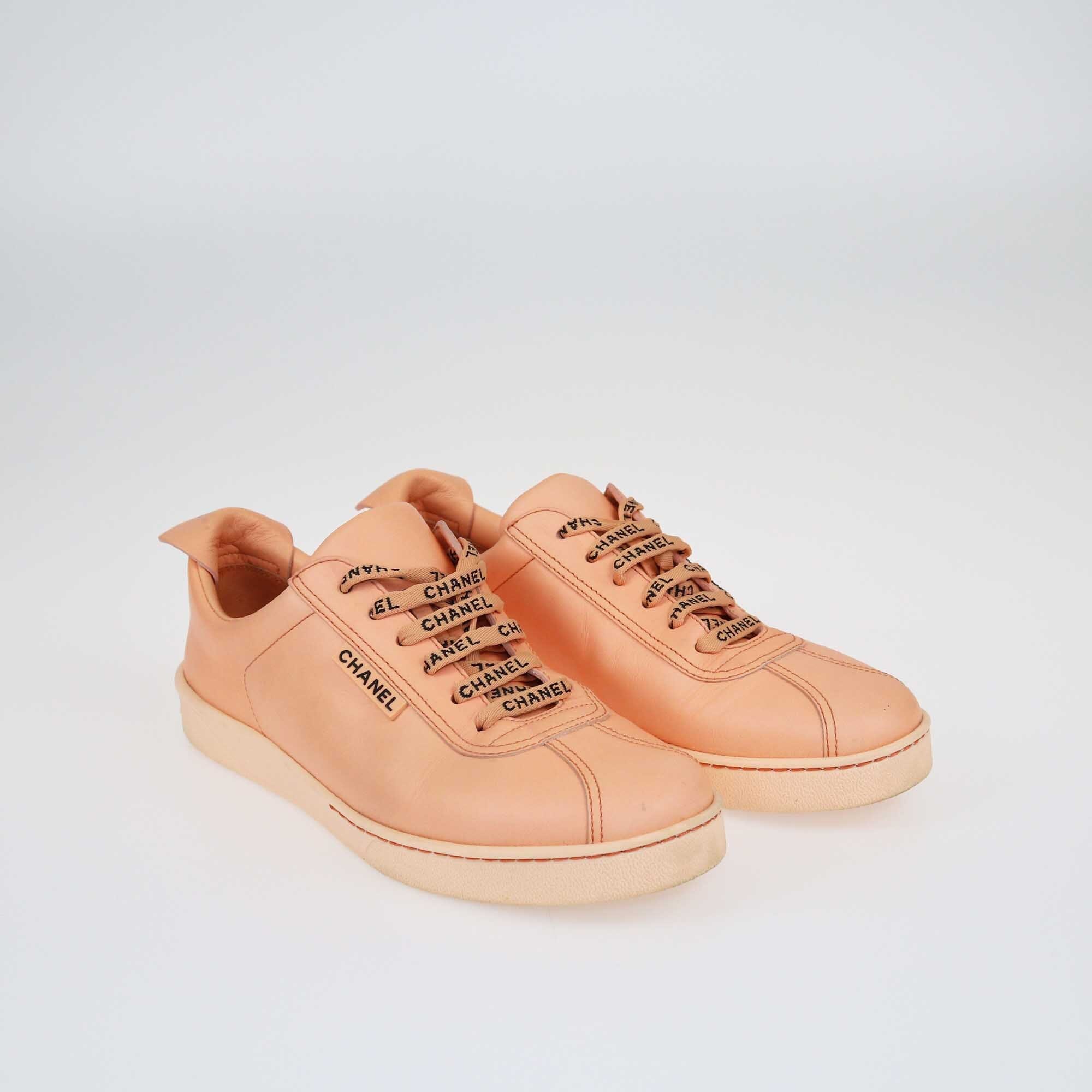 Chanel Peach Weekender Low Top Sneakers Shoes Chanel 